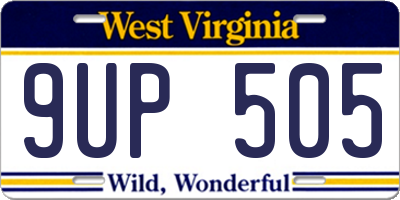 WV license plate 9UP505