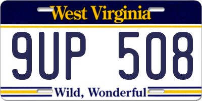WV license plate 9UP508