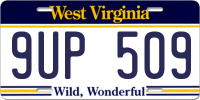 WV license plate 9UP509