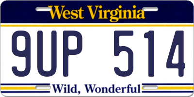 WV license plate 9UP514