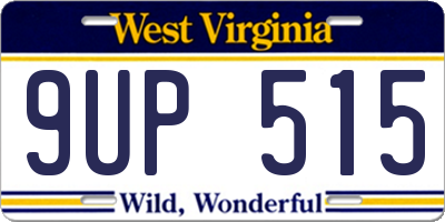 WV license plate 9UP515