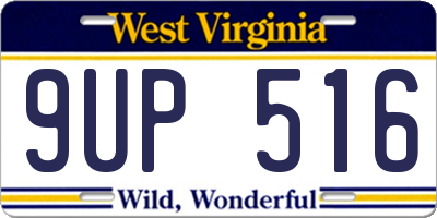 WV license plate 9UP516