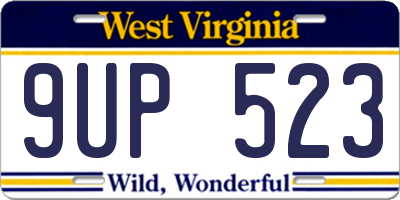 WV license plate 9UP523