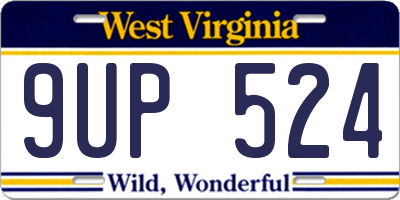 WV license plate 9UP524
