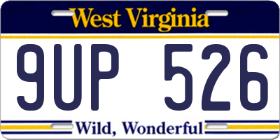 WV license plate 9UP526