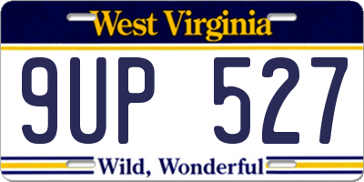 WV license plate 9UP527