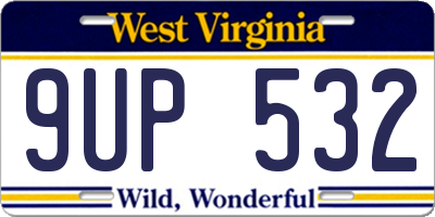 WV license plate 9UP532