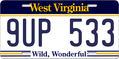 WV license plate 9UP533