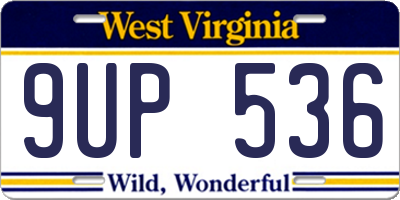 WV license plate 9UP536