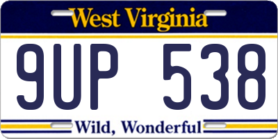 WV license plate 9UP538