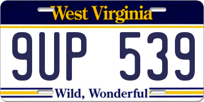 WV license plate 9UP539