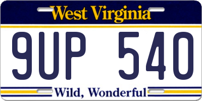 WV license plate 9UP540
