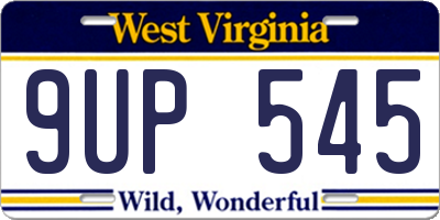 WV license plate 9UP545