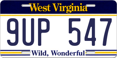 WV license plate 9UP547