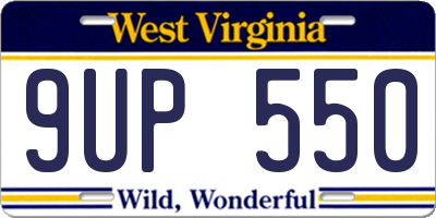 WV license plate 9UP550