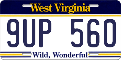 WV license plate 9UP560