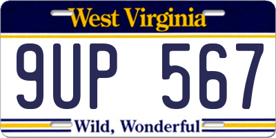 WV license plate 9UP567