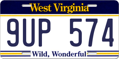 WV license plate 9UP574