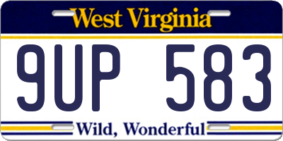 WV license plate 9UP583