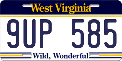 WV license plate 9UP585