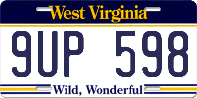 WV license plate 9UP598