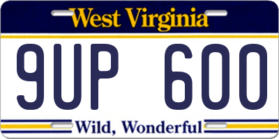 WV license plate 9UP600