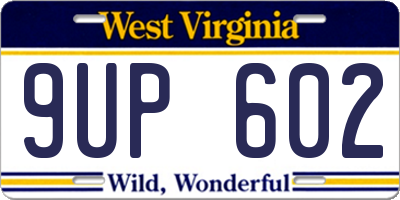 WV license plate 9UP602