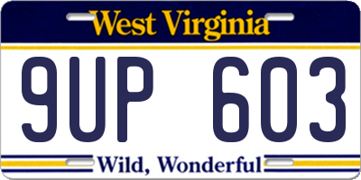 WV license plate 9UP603