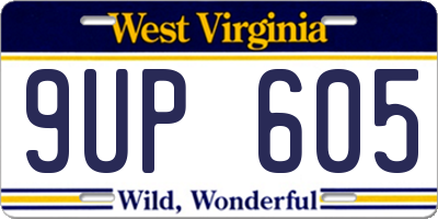 WV license plate 9UP605