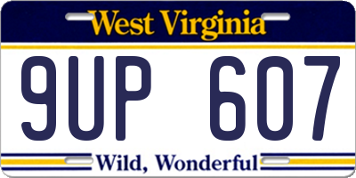WV license plate 9UP607
