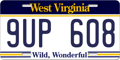WV license plate 9UP608