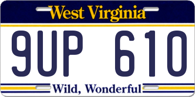 WV license plate 9UP610