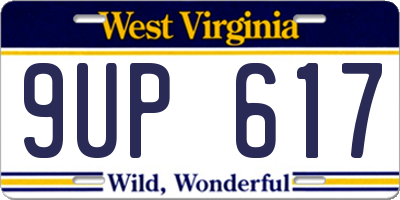 WV license plate 9UP617
