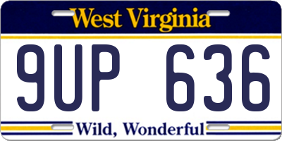 WV license plate 9UP636