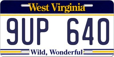 WV license plate 9UP640