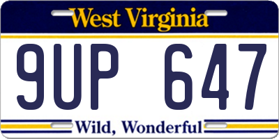 WV license plate 9UP647