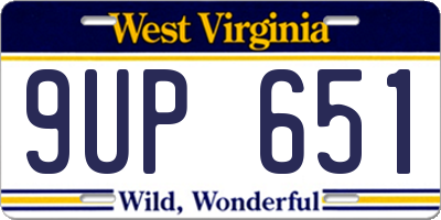 WV license plate 9UP651