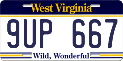 WV license plate 9UP667