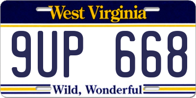 WV license plate 9UP668