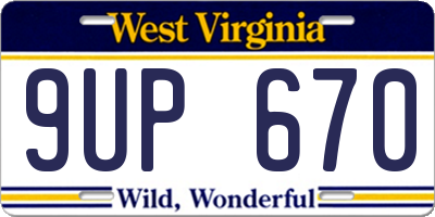 WV license plate 9UP670
