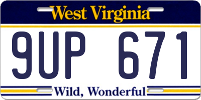 WV license plate 9UP671