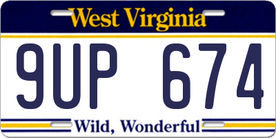 WV license plate 9UP674