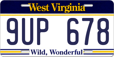 WV license plate 9UP678