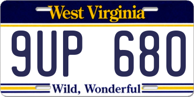 WV license plate 9UP680