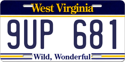 WV license plate 9UP681
