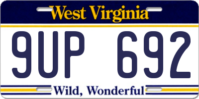 WV license plate 9UP692