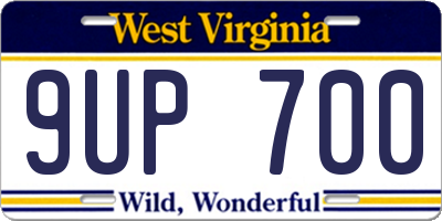 WV license plate 9UP700