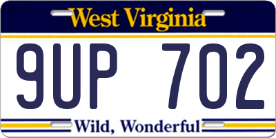 WV license plate 9UP702