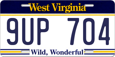 WV license plate 9UP704