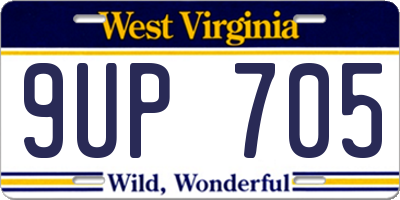 WV license plate 9UP705
